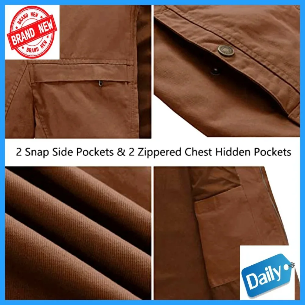 Military Style Canvas Jacket Lightweight Cotton Slim Fit Casual Windbreaker - Picture 5 of 7